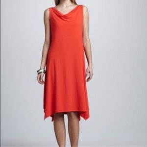 Eileen Fisher sleeveless Cowl Neck Viscose Jersey midi Dress Size Medium Petite